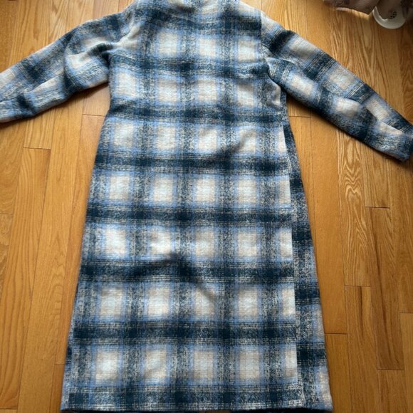 Women's Tall Check Longline Wool Coat - Picture 5 of 8